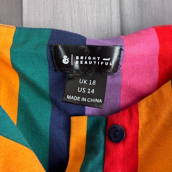 ModCloth Bright and Beautiful Colorful Striped Mid Dress Size US 14 - Picture 4 of 9